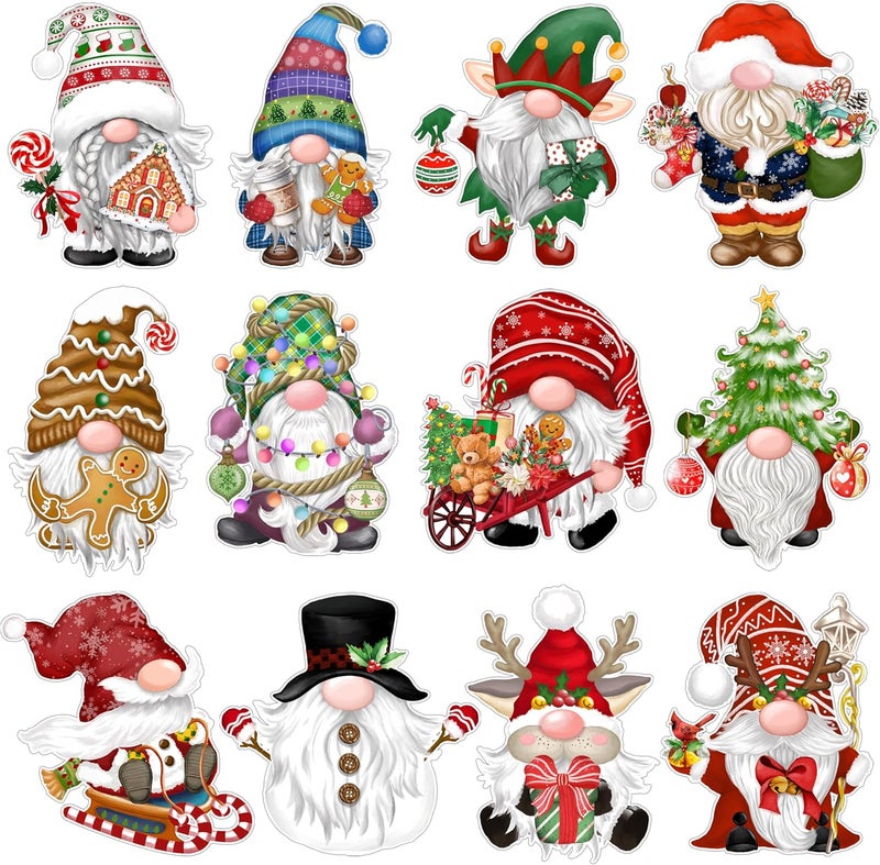TREWAVE 48 Pcs Christmas Gnome Cutouts Christmas Bulletin Board Decorations Classroom Winter Holiday Cut-Outs Decor Home School Bulletin Board Stickers for Wall Window - Image 1